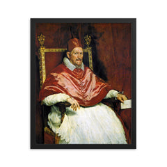 Portrait of Innocent X by Diego Velazquez framed print on a plain backdrop in size 16"x20".