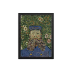 Portrait of Joseph Roulin by Vincent van Gogh, 1889 framed print on a plain backdrop in size 12"x16".
