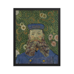 Portrait of Joseph Roulin by Vincent van Gogh, 1889 framed print on a plain backdrop in size 16"x20".