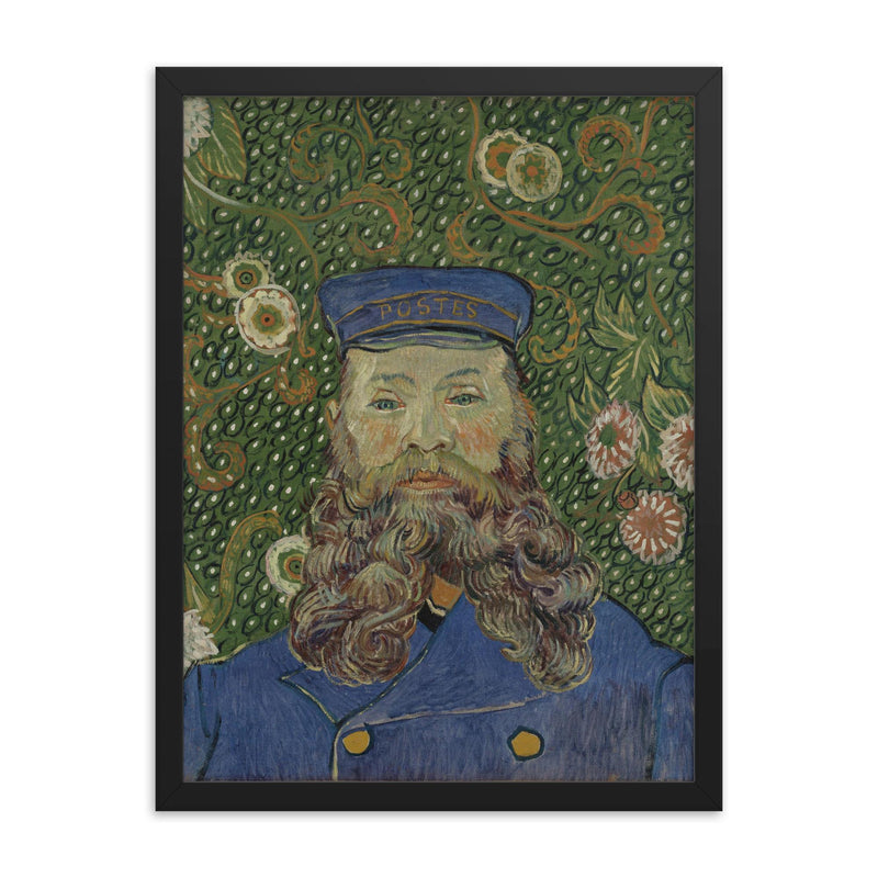 Portrait of Joseph Roulin by Vincent van Gogh, 1889 framed print on a plain backdrop in size 18