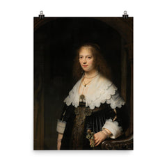 Portrait of Maria Trip by Rembrandt van Rijn poster on a plain backdrop in size 8"x10".