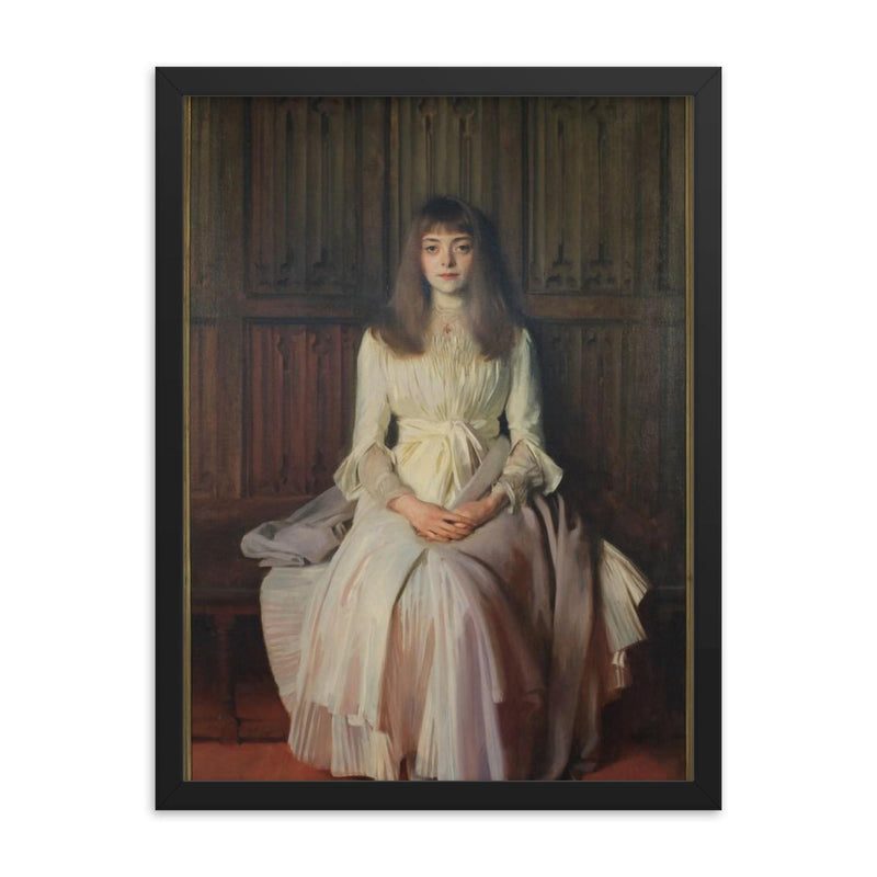 Portrait of Miss Elsie Palmer (A Lady in White) by John Singer Sargent framed print on a plain backdrop in size 18