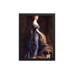 Portrait of Mrs. George Owen Sandys by Philip de László framed print on a plain backdrop in size 12"x16".