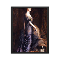 Portrait of Mrs. George Owen Sandys by Philip de László framed print on a plain backdrop in size 16"x20".
