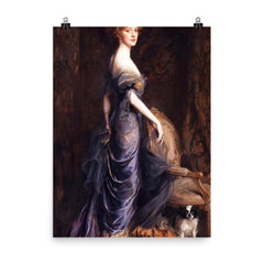 Portrait of Mrs. George Owen Sandys by Philip de László poster on a plain backdrop in size 8"x10".
