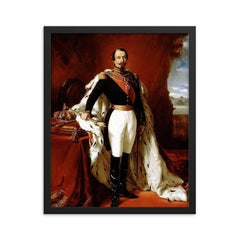 Portrait of Napoléon III by Franz Xaver Winterhalter, 1855 framed print on a plain backdrop in size 16"x20".