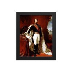 Portrait of Napoléon III by Franz Xaver Winterhalter, 1855 framed print on a plain backdrop in size 8"x10".