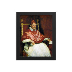 Portrait of Pope Innocent X by Diego Velázquez framed print on a plain backdrop in size 8"x10".