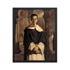 Portrait of Reverend Father Jean-Baptiste Henri-Dominique Lacordaire by Théodore Chassériau, 1840 framed print on a plain backdrop in size 16"x20".