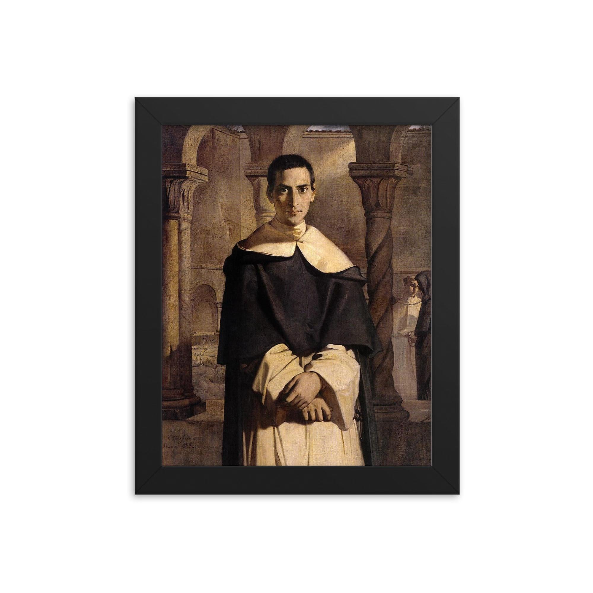 Portrait of Reverend Father Jean-Baptiste Henri-Dominique Lacordaire by Théodore Chassériau, 1840 framed print on a plain backdrop in size 8"x10".