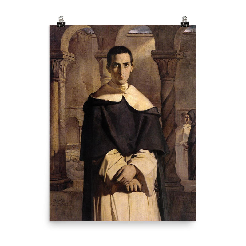 Portrait of Reverend Father Jean-Baptiste Henri-Dominique Lacordaire by Théodore Chassériau, 1840 poster on a plain backdrop in size 8