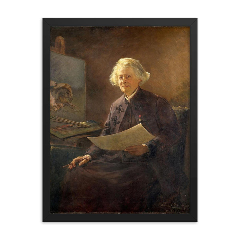 Portrait of Rosa Bonheur by Anna Elizabeth Klumpke framed print on a plain backdrop in size 18