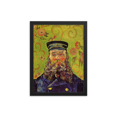 Portrait of the Postman Joseph Roulin by Vincent van Gogh, 1889 framed print on a plain backdrop in size 12"x16".