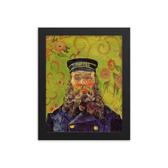 Portrait of the Postman Joseph Roulin by Vincent van Gogh, 1889 framed print on a plain backdrop in size 8"x10".