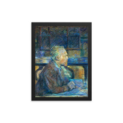 Portrait of Vincent van Gogh by Henri de Toulouse-Lautrec framed print on a plain backdrop in size 12"x16".