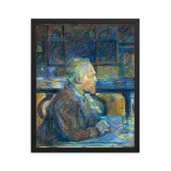Portrait of Vincent van Gogh by Henri de Toulouse-Lautrec framed print on a plain backdrop in size 16"x20".