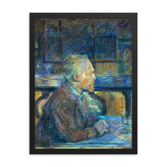 Portrait of Vincent van Gogh by Henri de Toulouse-Lautrec framed print on a plain backdrop in size 18"x24".