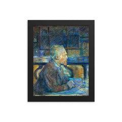 Portrait of Vincent van Gogh by Henri de Toulouse-Lautrec framed print on a plain backdrop in size 8"x10".