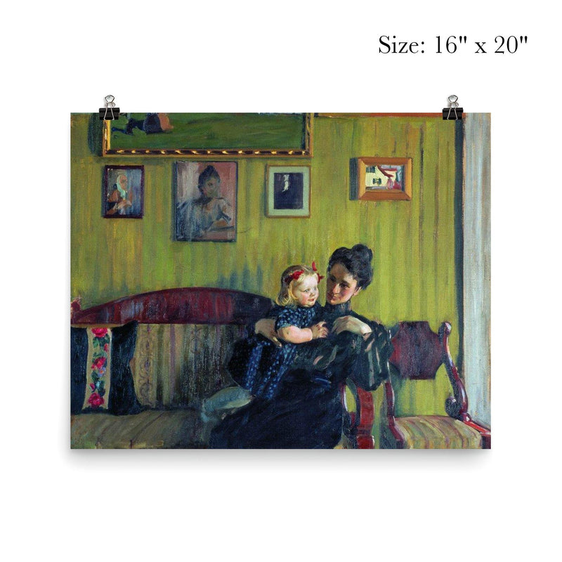 Portrait of Y.E. Kustodieva with Daughter Irina by Boris Kustodiev poster 2