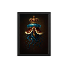 Portuguese man o' war like floating imperial regalia framed print on a plain backdrop in size 12"x16".