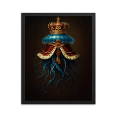 Portuguese man o' war like floating imperial regalia framed print on a plain backdrop in size 16"x20".