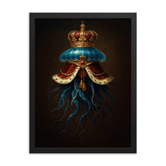 Portuguese man o' war like floating imperial regalia framed print on a plain backdrop in size 18"x24".