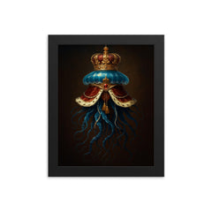 Portuguese man o' war like floating imperial regalia framed print on a plain backdrop in size 8"x10".
