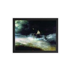 Poseidon Travelling by Sea by Ivan Aivazovsky framed print on a plain backdrop in size 12"x16".