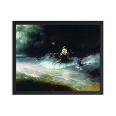 Poseidon Travelling by Sea by Ivan Aivazovsky framed print on a plain backdrop in size 16"x20".