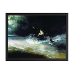 Poseidon Travelling by Sea by Ivan Aivazovsky framed print on a plain backdrop in size 18"x24".