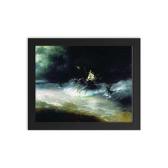 Poseidon Travelling by Sea by Ivan Aivazovsky framed print on a plain backdrop in size 8"x10".