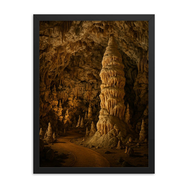 Postojna Karst Formations Slovenia framed print on a plain backdrop in size 18