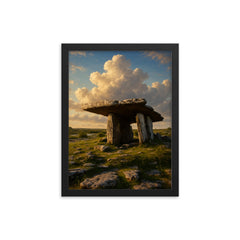Poulnabrone Dolmen Ireland framed print on a plain backdrop in size 12"x16".
