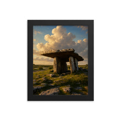 Poulnabrone Dolmen Ireland framed print on a plain backdrop in size 8"x10".