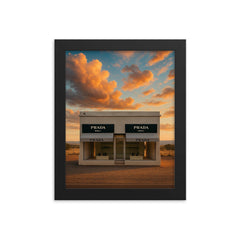 Prada Marfa Texas USA framed print on a plain backdrop in size 8"x10".