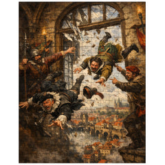 Prague defenders hurling imperial envoys from window jigsaw puzzle