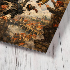 Prague defenders hurling imperial envoys from window metal print mockup