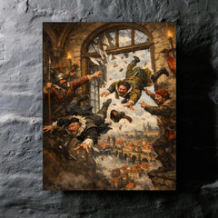Prague defenders hurling imperial envoys from window metal print mockup