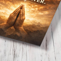 Pray first Panic never metal print mockup