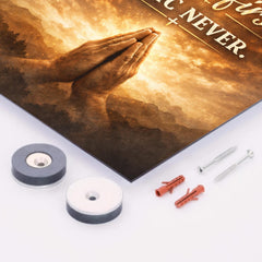 Pray first Panic never metal print mockup