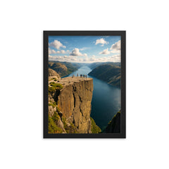 Preikestolen Pulpit Rock Norway framed print on a plain backdrop in size 12"x16".