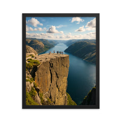 Preikestolen Pulpit Rock Norway framed print on a plain backdrop in size 16"x20".