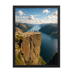 Preikestolen Pulpit Rock Norway framed print on a plain backdrop in size 18"x24".