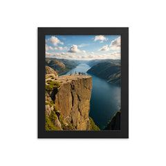 Preikestolen Pulpit Rock Norway framed print on a plain backdrop in size 8"x10".