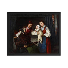 Presenting the Baby by Adolf von Becker framed print on a plain backdrop in size 16"x20".