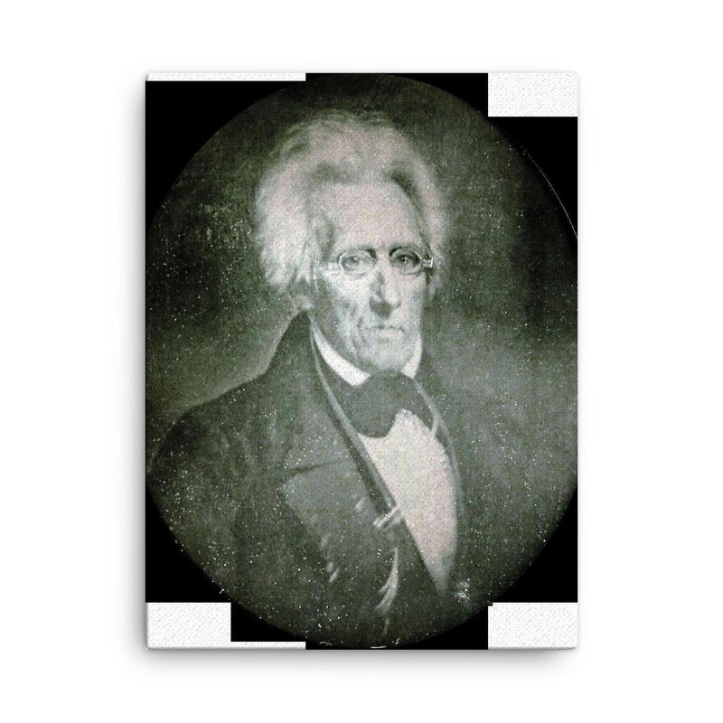 President Andrew Jackson Daguerreotype, Pre-1845 canvas print on a plain backdrop in size 18