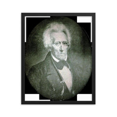 President Andrew Jackson Daguerreotype, Pre-1845 framed print on a plain backdrop in size 16"x20".