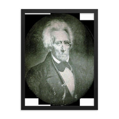 President Andrew Jackson Daguerreotype, Pre-1845 framed print on a plain backdrop in size 18"x24".