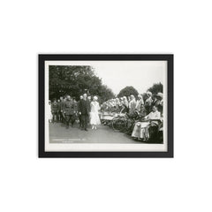 President Calvin Coolidge and Mrs Coolidge visit Walter Reed Hospital framed print on a plain backdrop in size 12"x16".