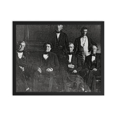 President James K. Polk and His Cabinet by John Plumbe, Jr., 1846 framed print on a plain backdrop in size 16"x20".
